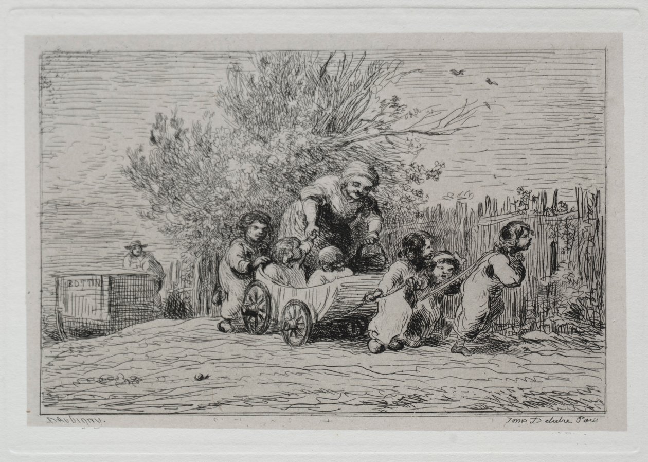 Výlet lodí: Dědictví vozíku Děti s vozíkem, 1861. od Charles Francois Daubigny