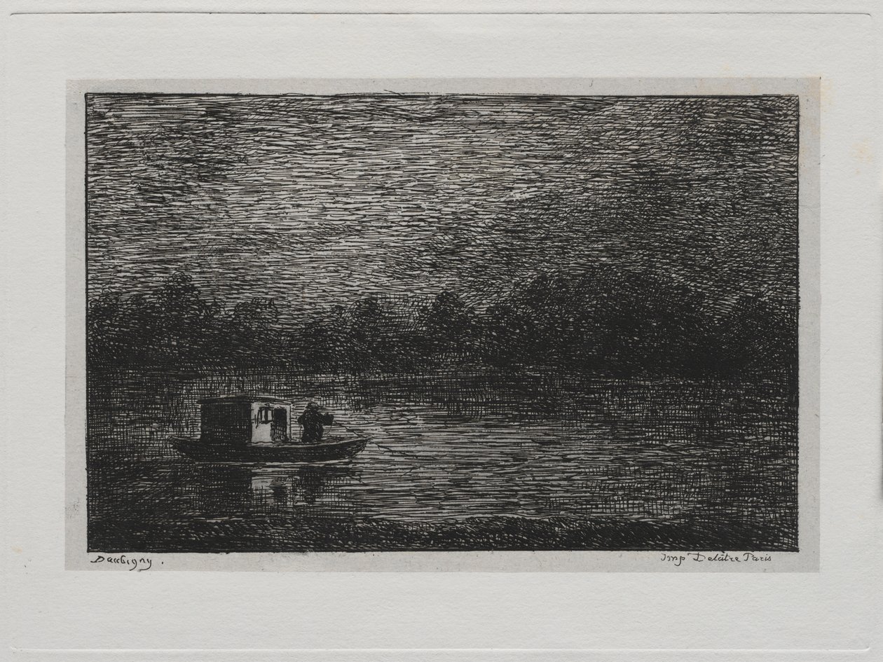 Výlet lodí: Noční plavba nebo rybaření na síti (druhá verze) od Charles Francois Daubigny