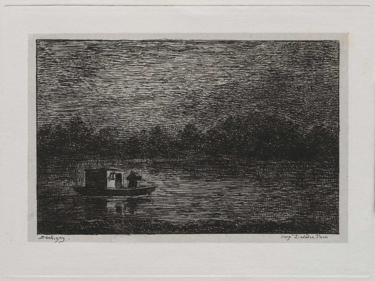 The Boat Trip: Night Voyage or Net Fishing druhá verze, 1861. od Charles Francois Daubigny