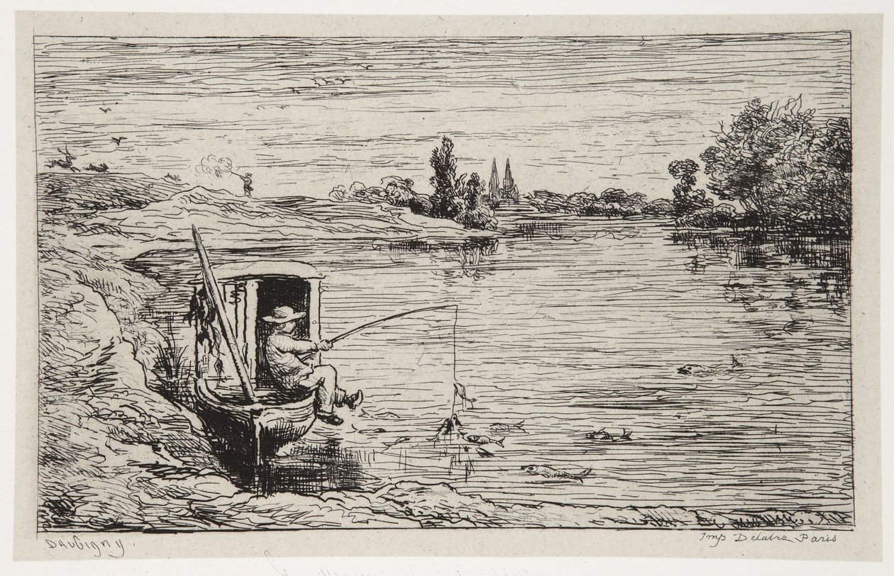 Plavčík na rybách od Charles Francois Daubigny