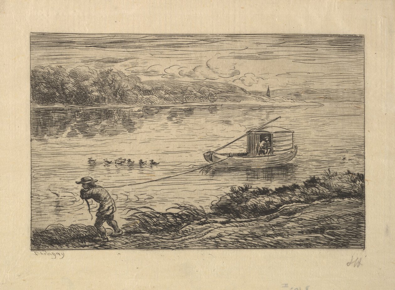 Palubní chlapec táhne loď, 1861. od Charles Francois Daubigny