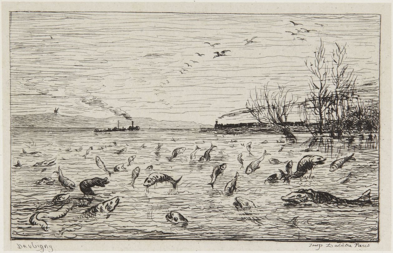 Ryby se radují z odjezdu plavčíka od Charles Francois Daubigny