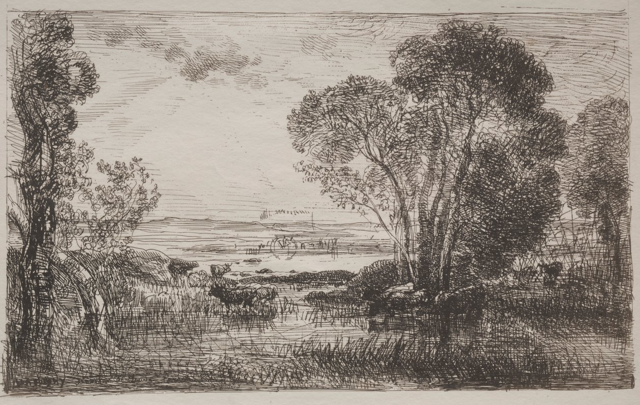 Hydraulic Machine, původní otisk 1862, vytištěno v roce 1921. od Charles Francois Daubigny