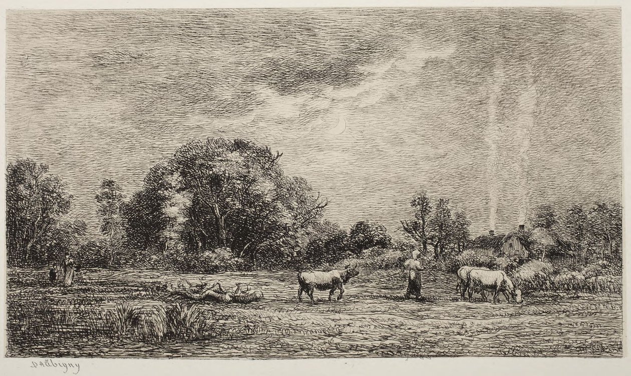 Vycházející měsíc od Charles Francois Daubigny