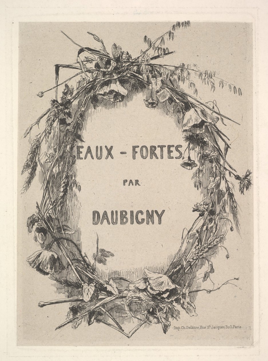 Wreath of Wildflowers, titul pro Eaux-Fortes par Daubigny, 1850. od Charles Francois Daubigny