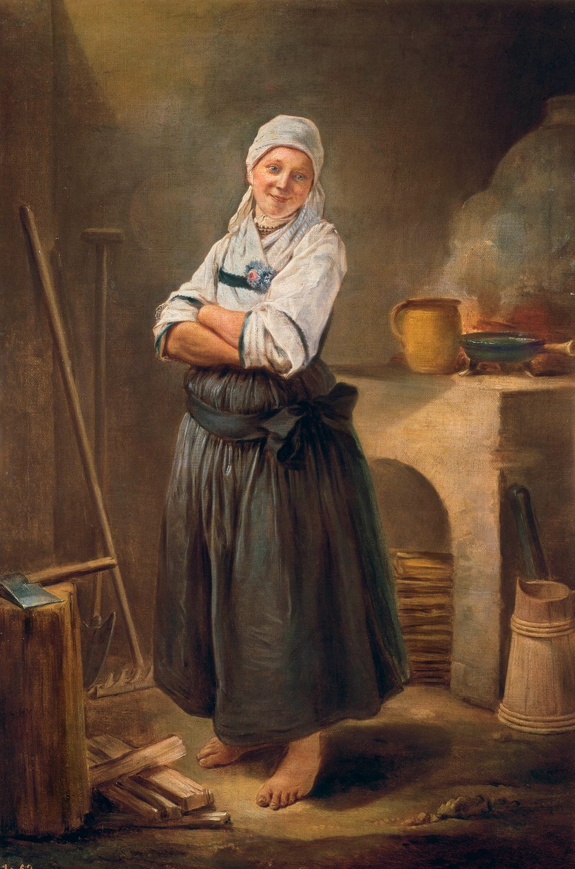 Mladá žena ze Saska ve své kuchyni. Obraz Charlese Francoise Hutina (1715-1776). 1756. od Charles Francois Hutin