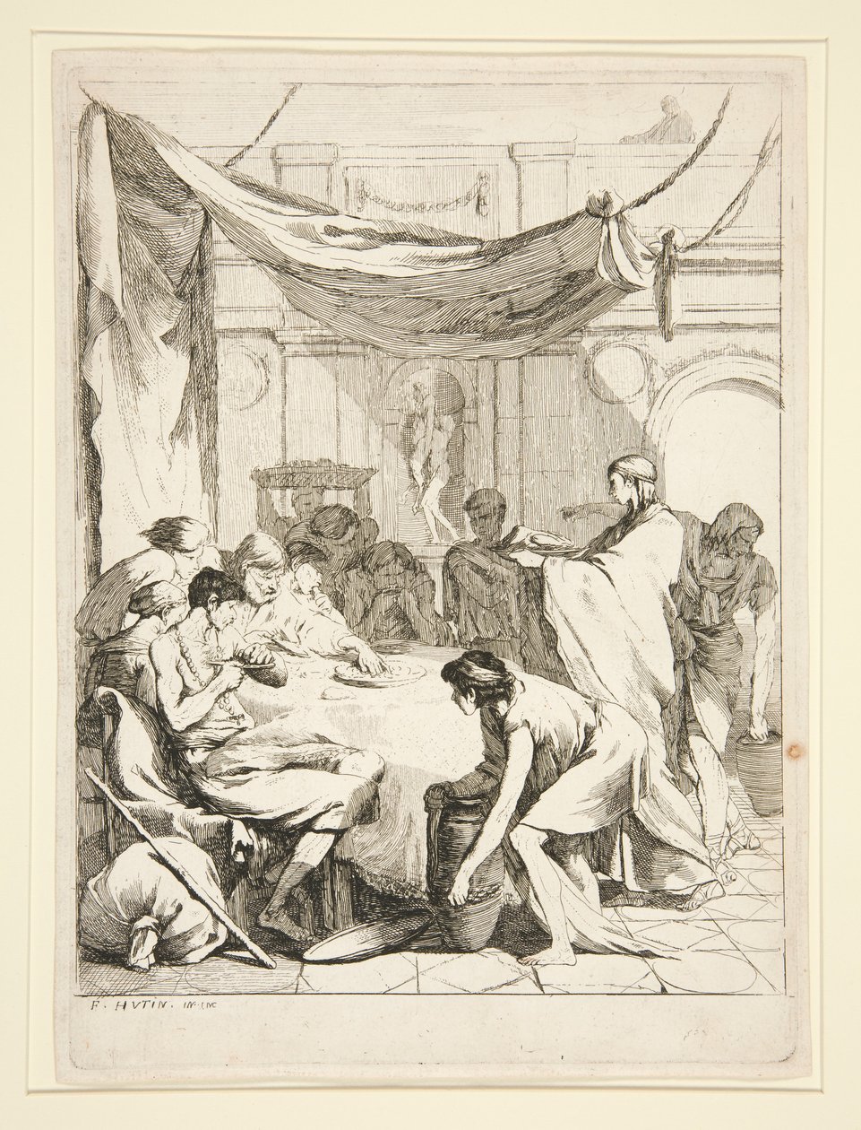 Krmení hladových ze série Sept Oeuvres de Misericorde od Charles Francois Hutin