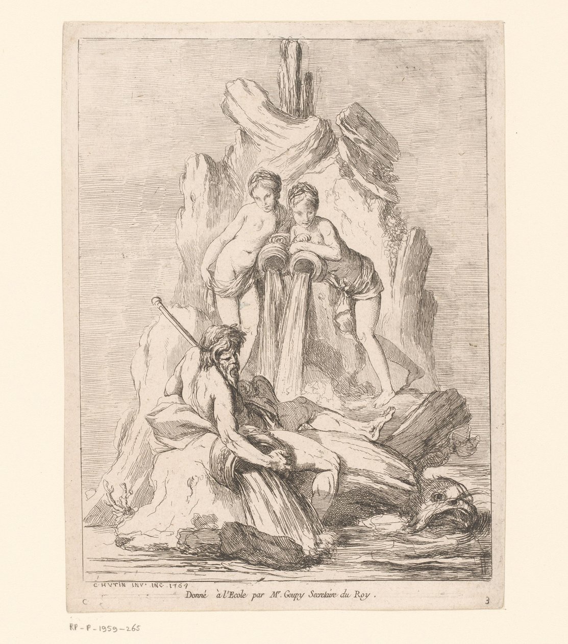 Fontána se dvěma nymfami a říčním bohem Fontány (název série) Fontaines (název série) od Charles Francois Hutin