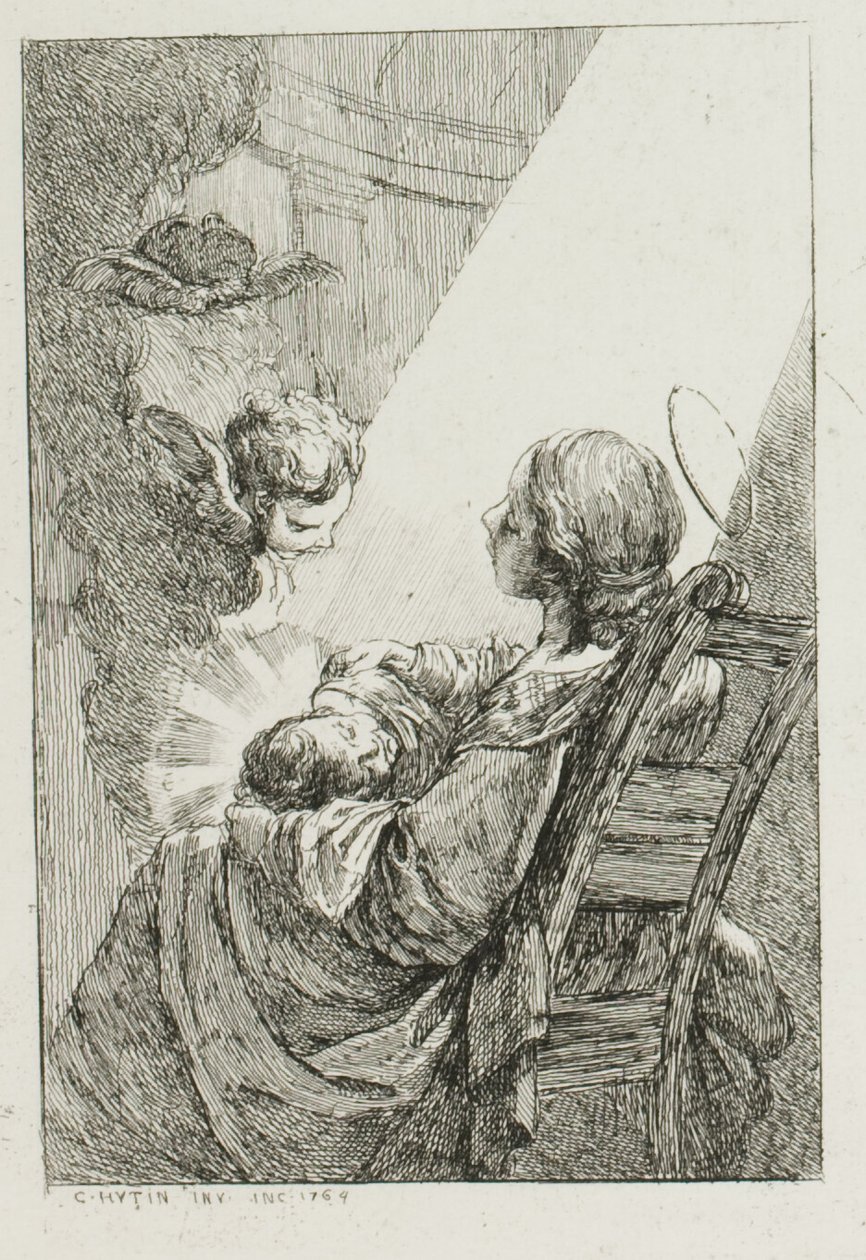 Panna Maria kolébající Ježíška od Charles Francois Hutin