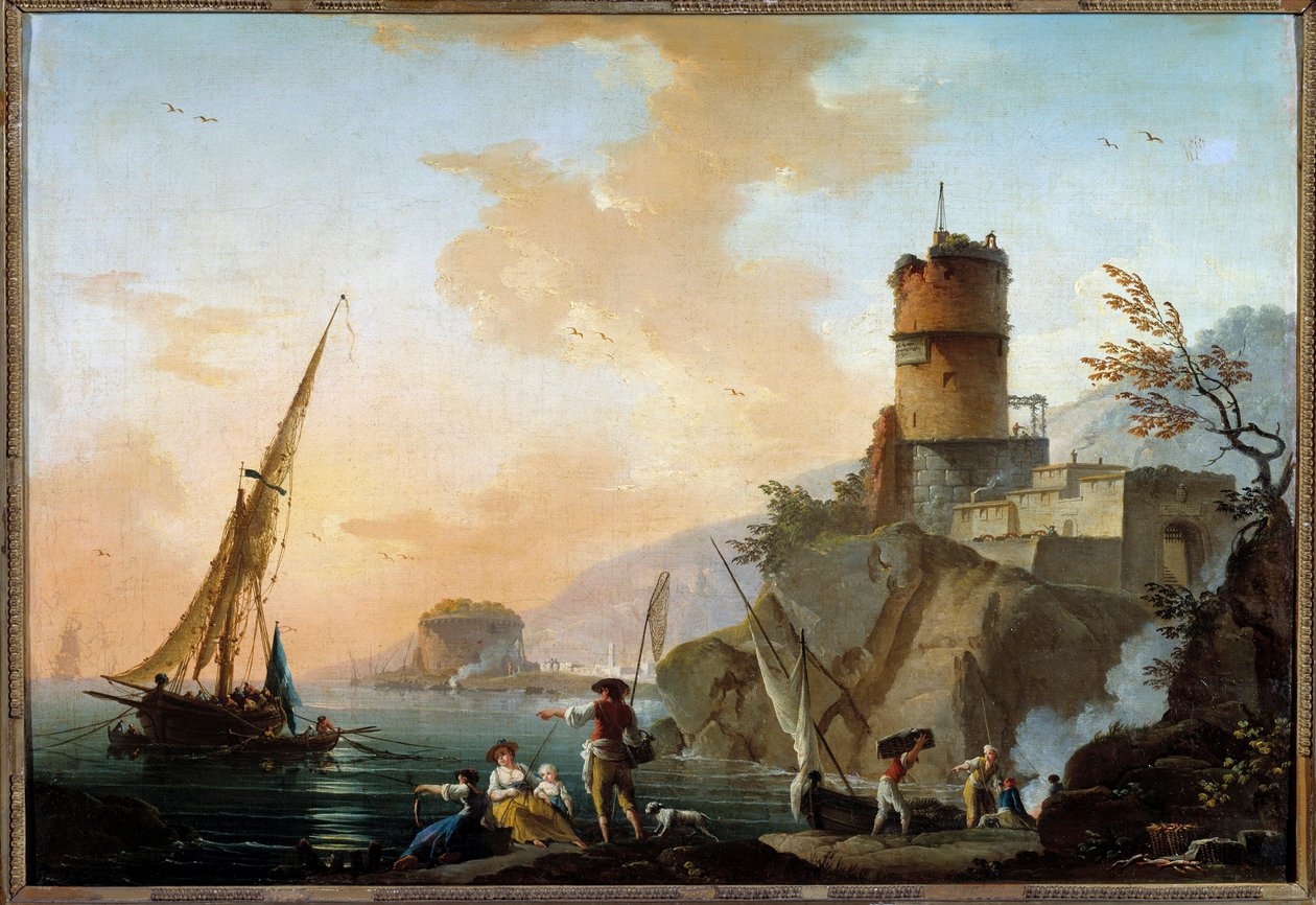 Marine, pohled na Středozemní moře Malba Charlese Francoise Lacroix z Marseille (1720-1779) 18. století Sun. 0,61x0,82 m Orléans, Musee des Beaux Arts od Charles Francois Lacroix de Marseille