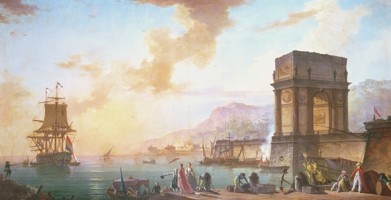 Ráno, capriccio středomořského přístavu od Charles Francois Lacroix de Marseille
