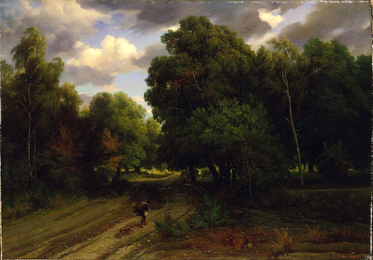 Rozcestí Orlí hnízdo, Fontainebleauský les od Charles Francois Daubigny