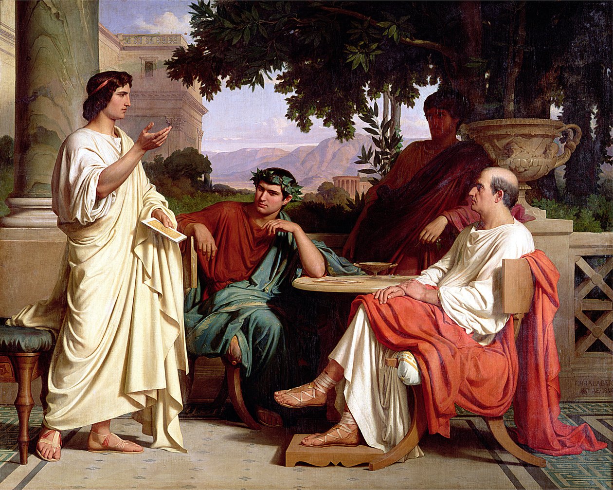 Horace, Virgil a Varius v domě Maecenas od Charles François Jalabert