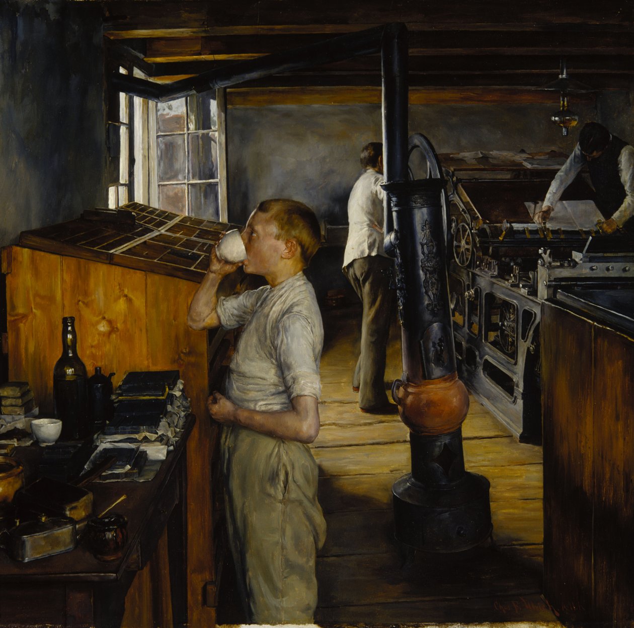 The Village Printing Shop, Haarlem, Nizozemsko od Charles Frederic Ulrich