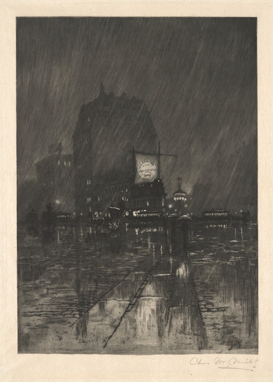Deštivá noc, Madison Square, 1890. od Charles Frederick William Mielatz