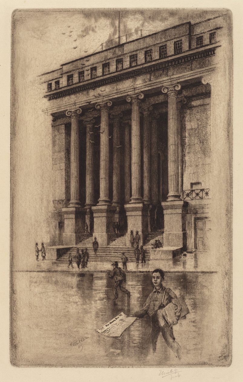 Veranda, stará celnice, Wall Street od Charles Frederick William Mielatz
