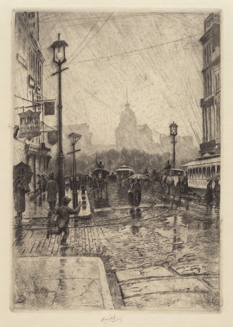 Rainy Day, Broadway, pravděpodobně 1890. od Charles Frederick William Mielatz