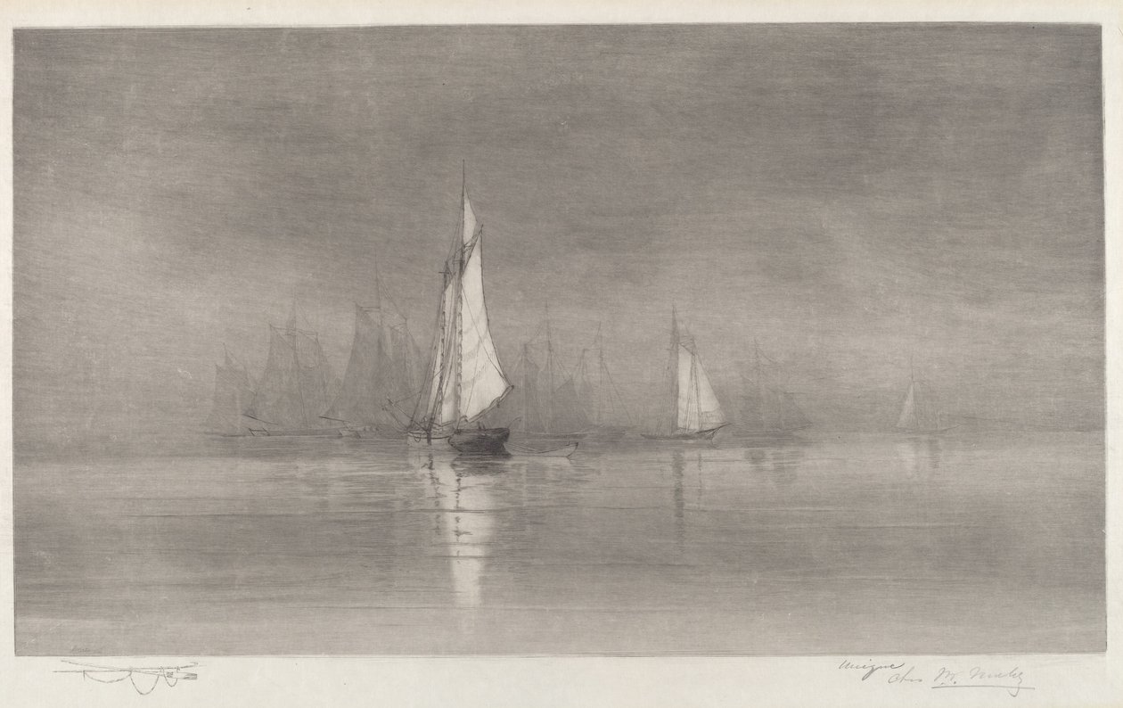 Scéna z přístavu bez názvu s plachetnicemi, c. 1900. od Charles Frederick William Mielatz
