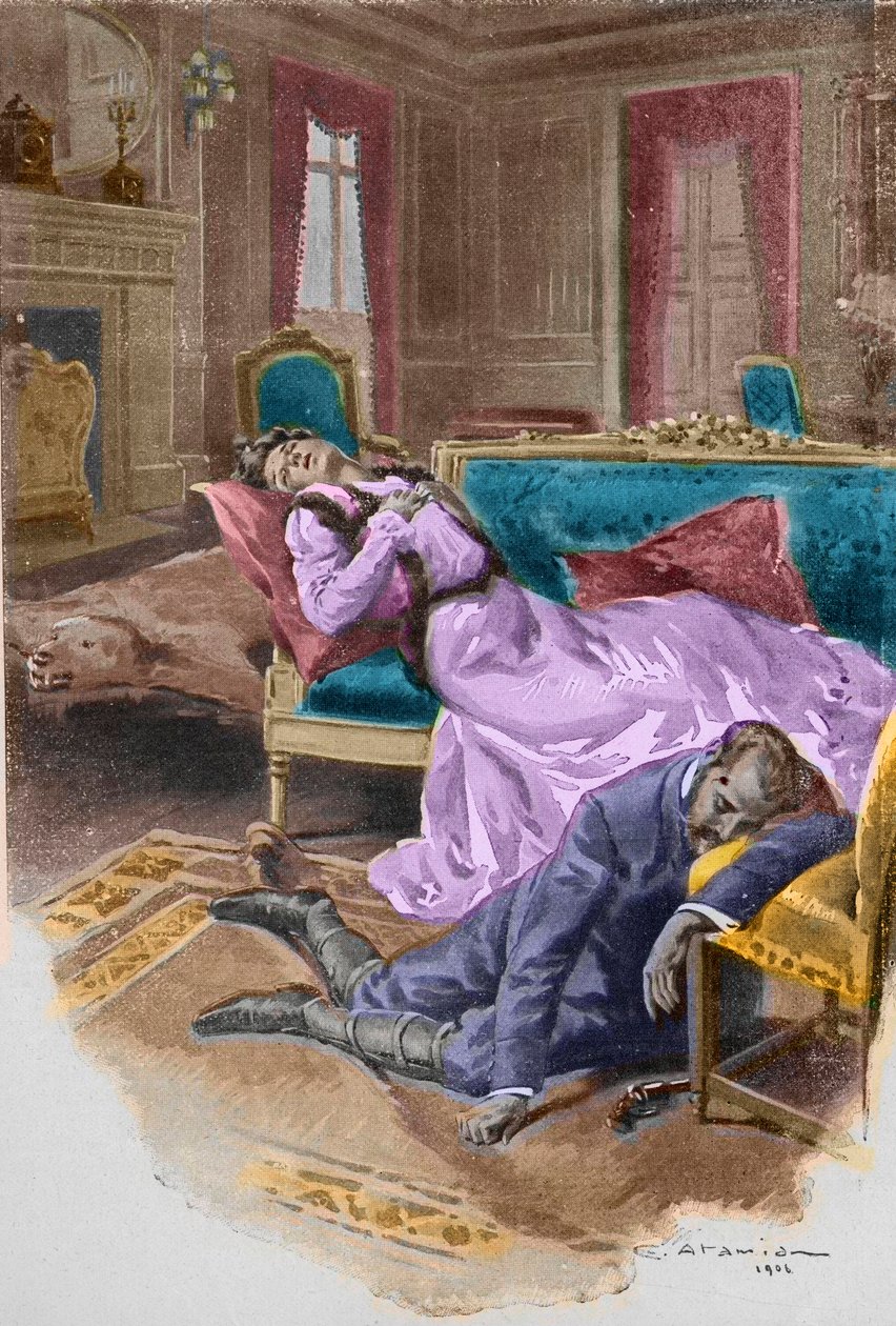 Arcivévoda Rudolf, korunní princ Rakouska (1858-1889), zabije sebe a svou milenku, baronku Mary Vetsera, ve svém loveckém zámečku v Mayerlingu od Charles Garabed Atamian