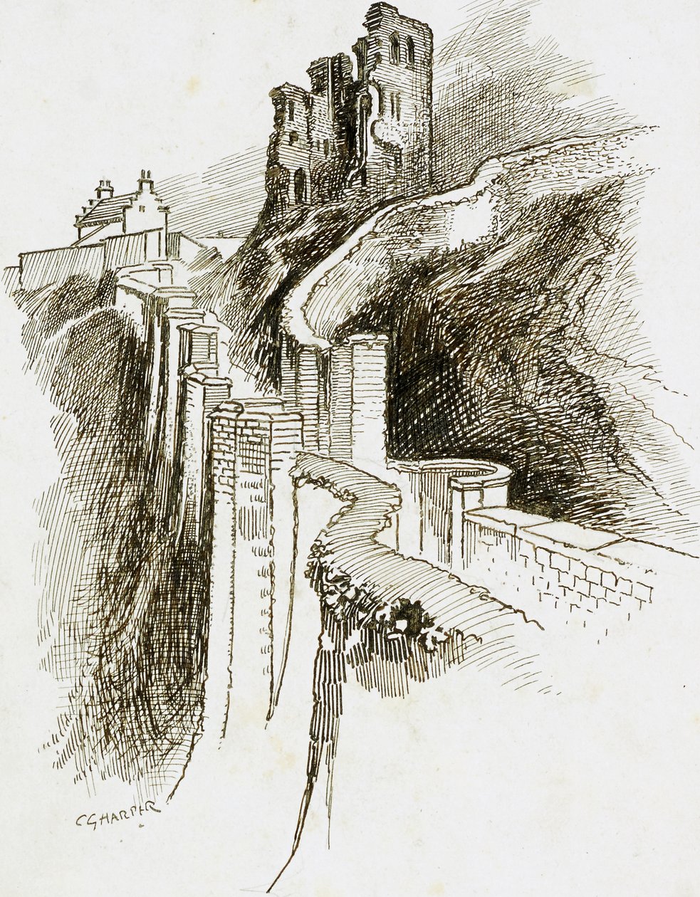 Hrad Scarborough, Severní Yorkshire od Charles George Harper