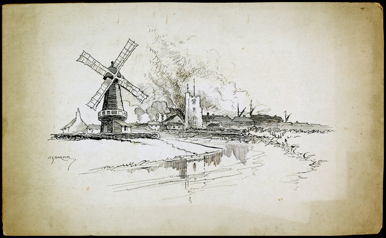 Wellington Windmill, Barking, Londýn, 1892-1933 od Charles George Harper