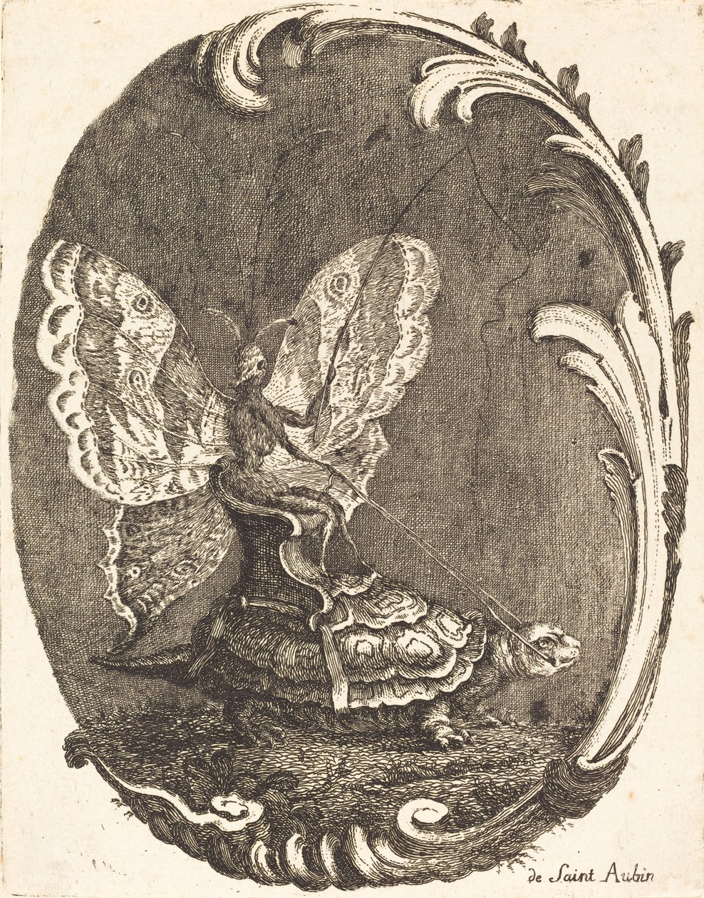 Motýl a želva od Charles Germain de Saint Aubin
