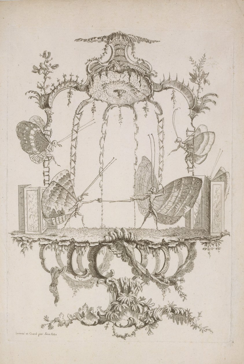 Duel Duel, od Essay on Human Butterflies od Saint Aubin, ca. 1756-60. od Charles Germain de Saint Aubin