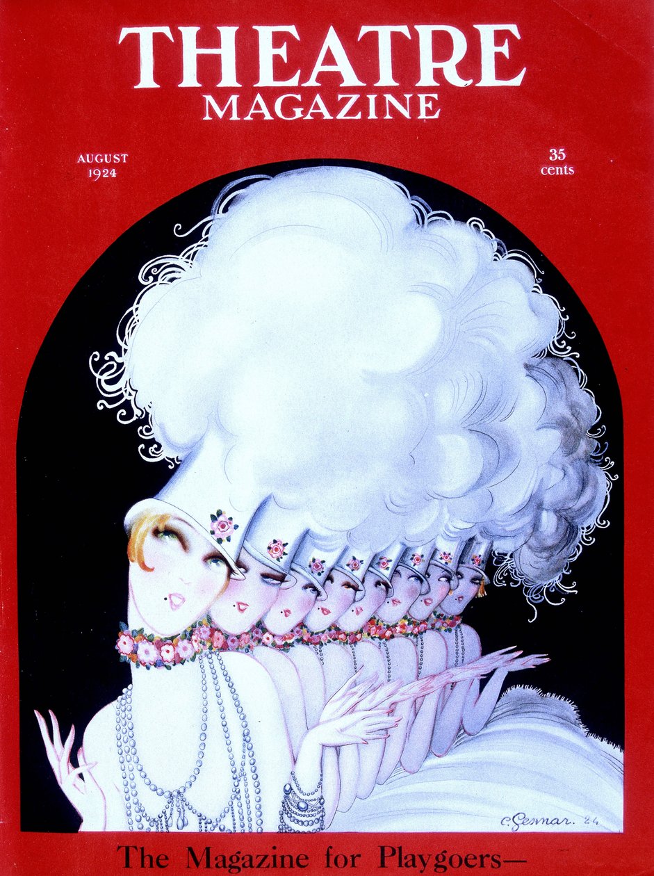 Kabaretní tanečníci na obálce amerického časopisu Théatre Magazine, srpen 1924 (rytina) od Charles Gesmar