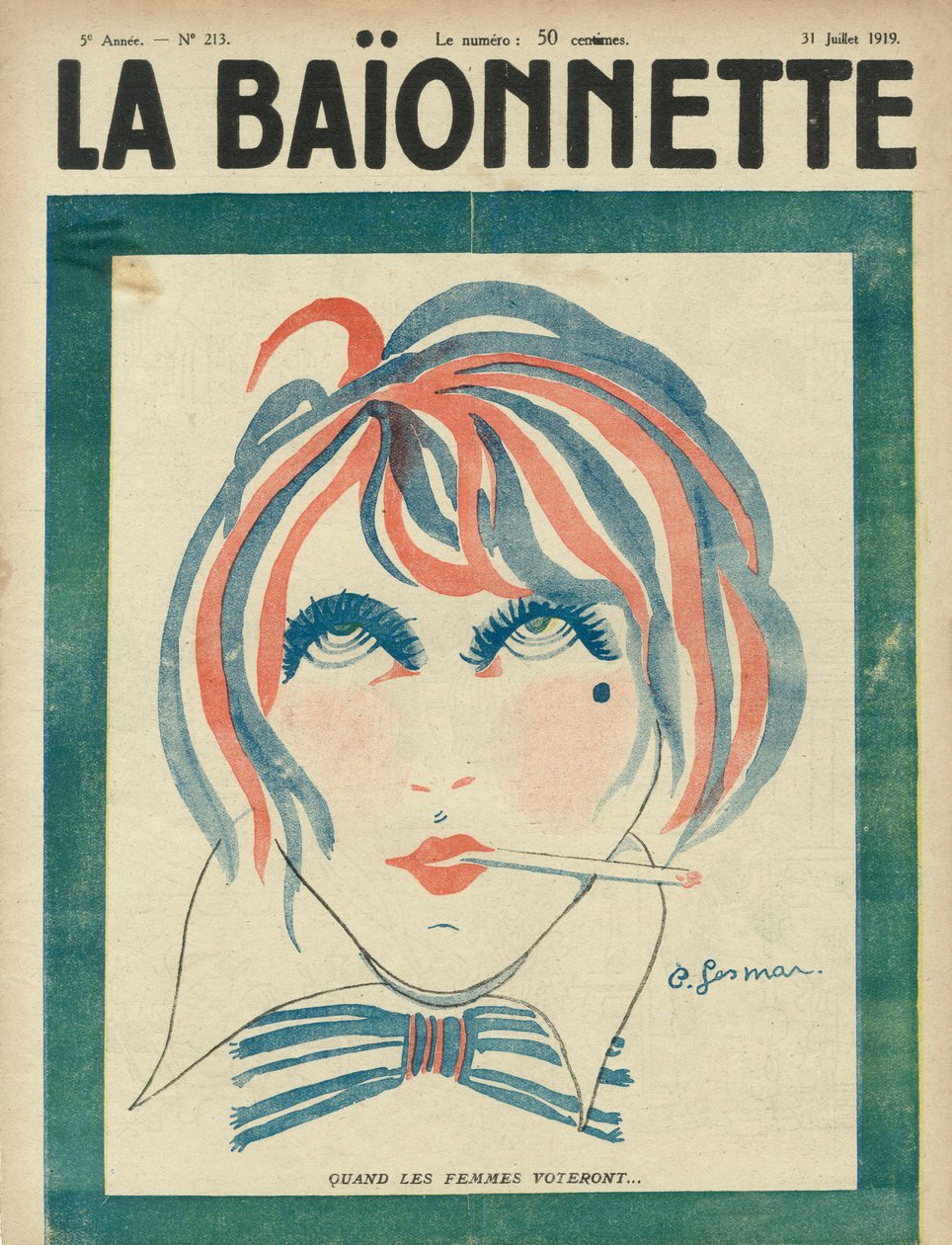 Obálka novin "La Baionnette" z 31. července od Charles Gesmar