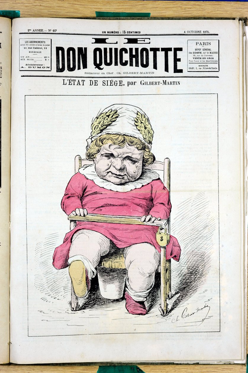 Obálka „Le Don Quijote“, číslo 67, satirická barva od Charles Gilbert Martin