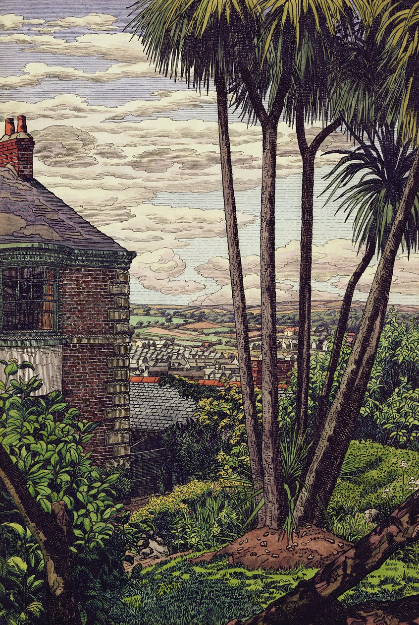 A Newlyn Garden (pero, inkoust a akvarel na papíře) od Charles Ginner