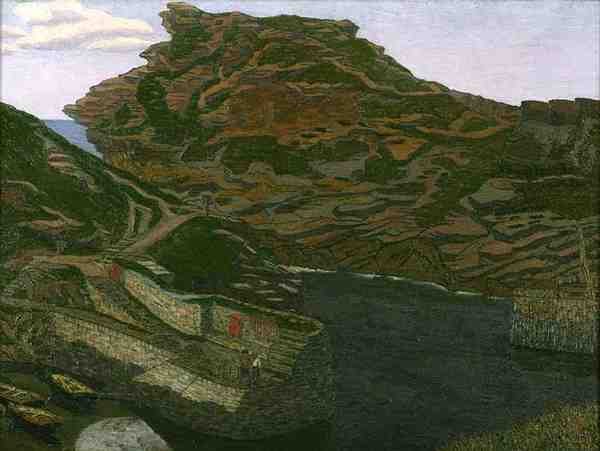 Boscastle Harbour, Cornwall (olej na plátně) od Charles Ginner
