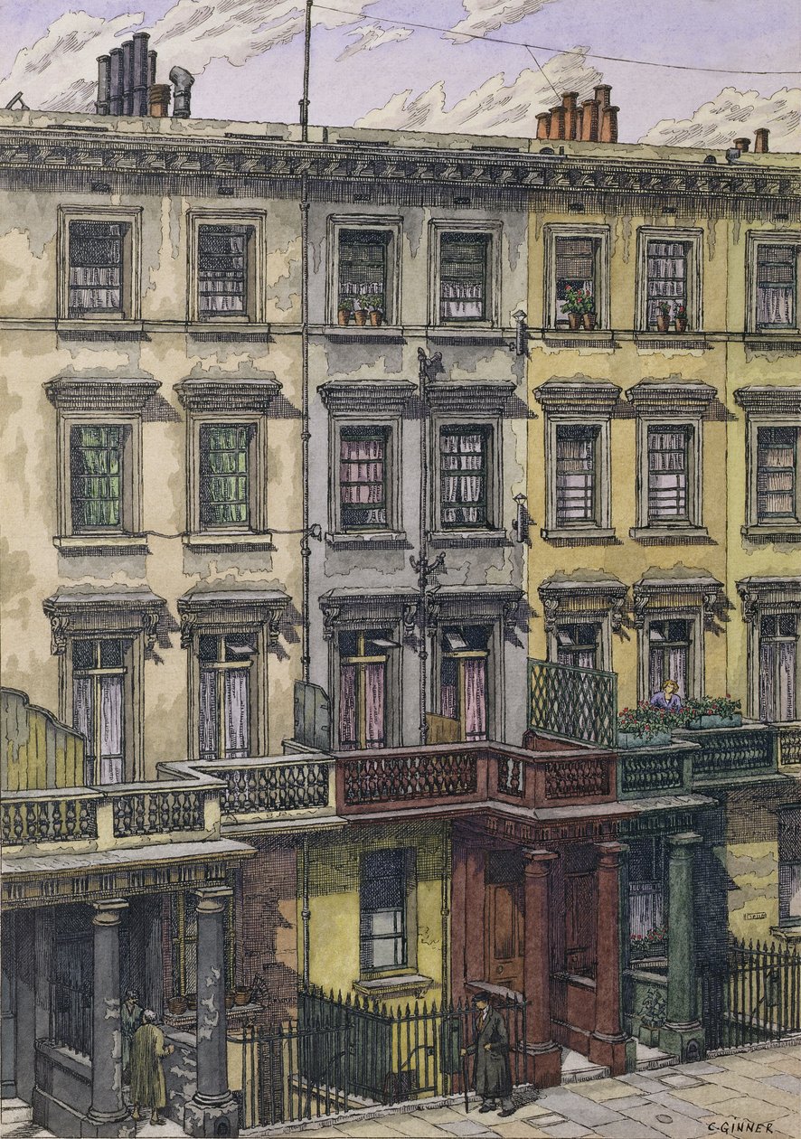 London Terrace (akvarel, pero a inkoust na papíře) od Charles Ginner