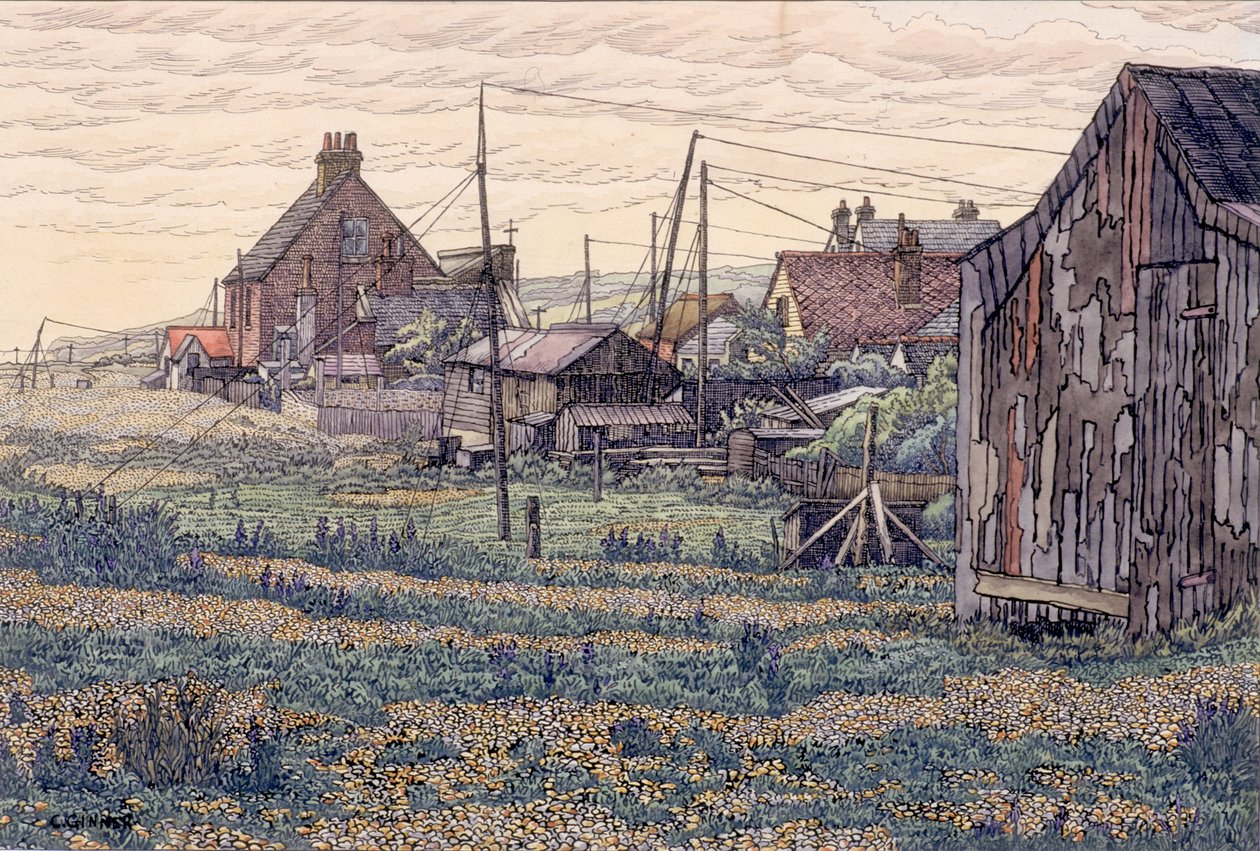 Pebbles - Rye Harbor (inkoust a akvarel na Wove Paper) od Charles Ginner