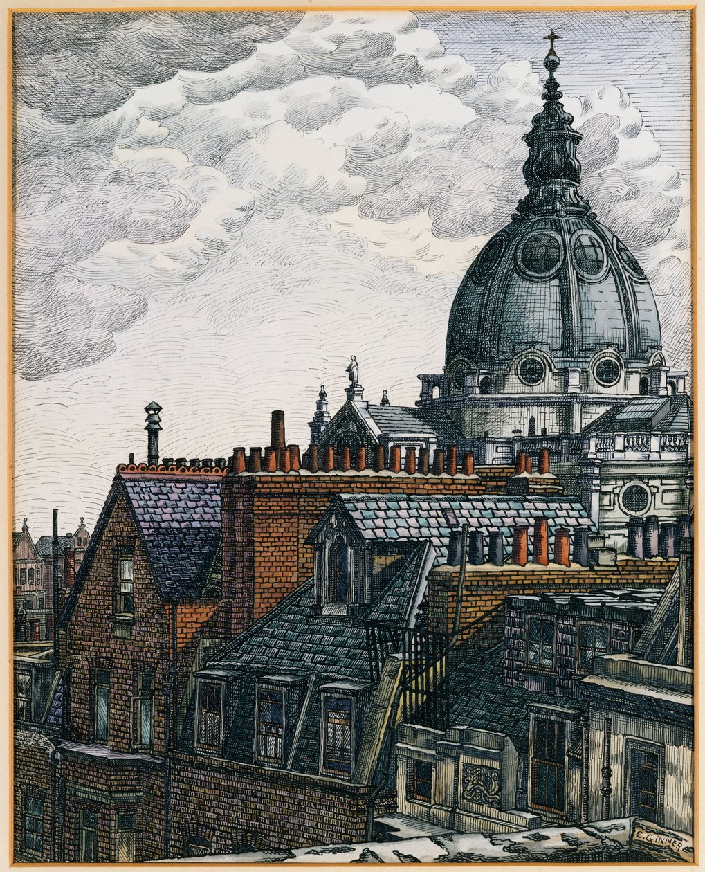 Dome, Brompton Oratory od Charles Ginner