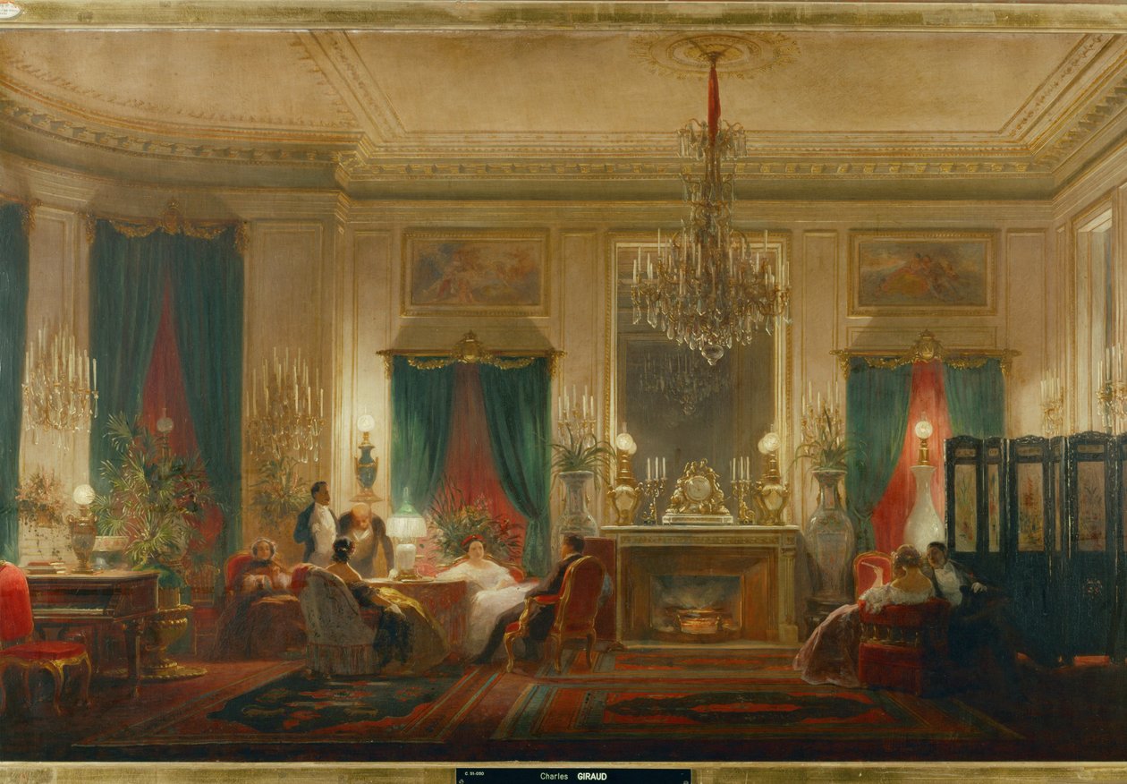 Salon princezny Matyldy, dcery krále Jeronýma a královny Kateřiny Württemberské, v pařížské ulici de Courcelle... (olej na plátně) od Charles Giraud