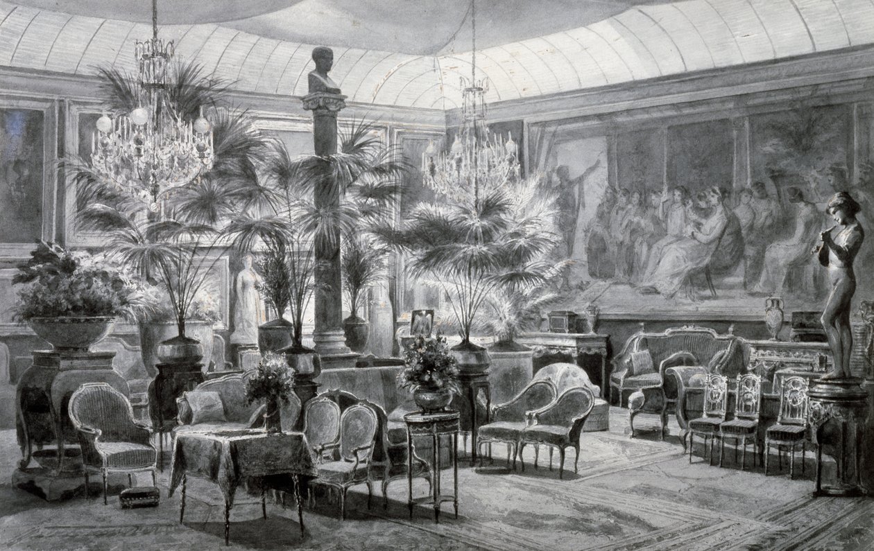 Zimní zahrada princezny Mathildy, kvaš a kresba tuší od Charlese Girauda (1819-1892) od Charles Giraud
