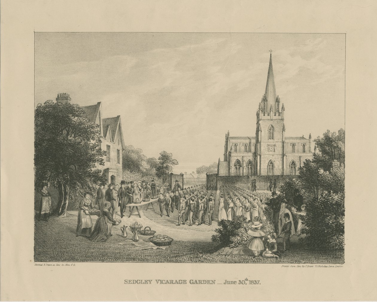 Sedgley - Vicarage Garden: vytištěno ze zinku, 30. června 1837 od Charles Girdlestone