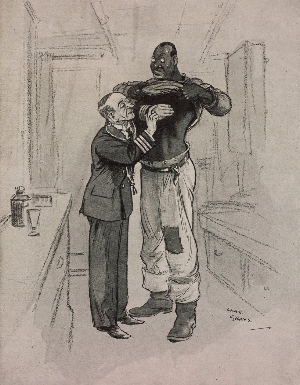 Černý mor, hypochondr, kreslený film Chase Gravea (1886-1944) z The Tatler, č. 1415, 8. srpna od Charles Grave