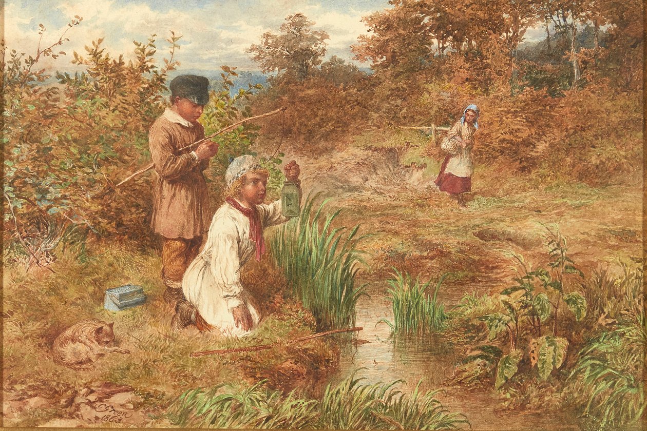 Stickleback Fishers (akvarel) od Charles Green