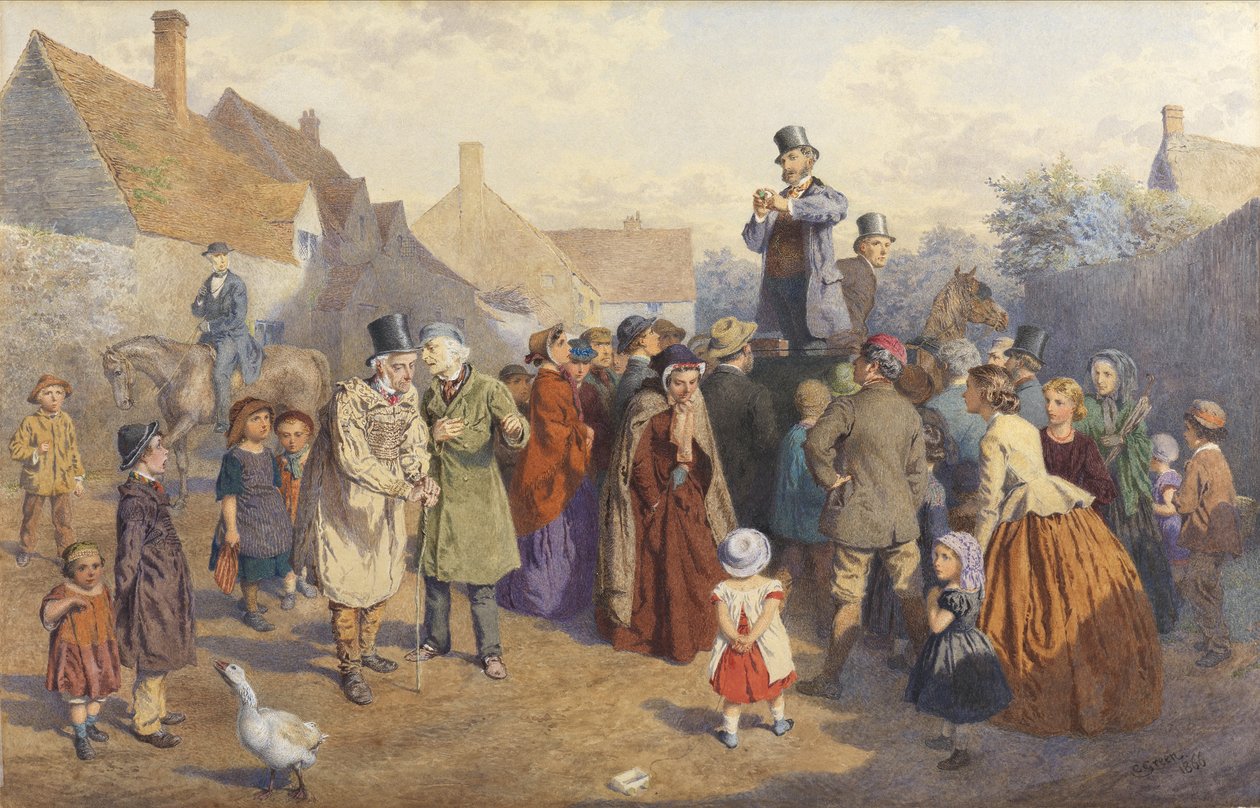 The Quack Doctor, 1866 (wc a barva karoserie na papíře) od Charles Green