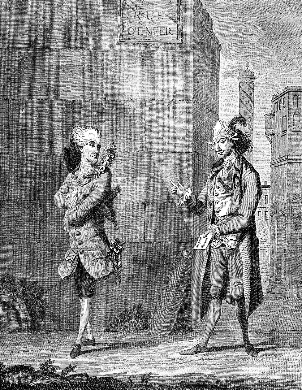 Francouzský Petit Maitre a jeho komorník, konec 18. století. od Charles Grignion