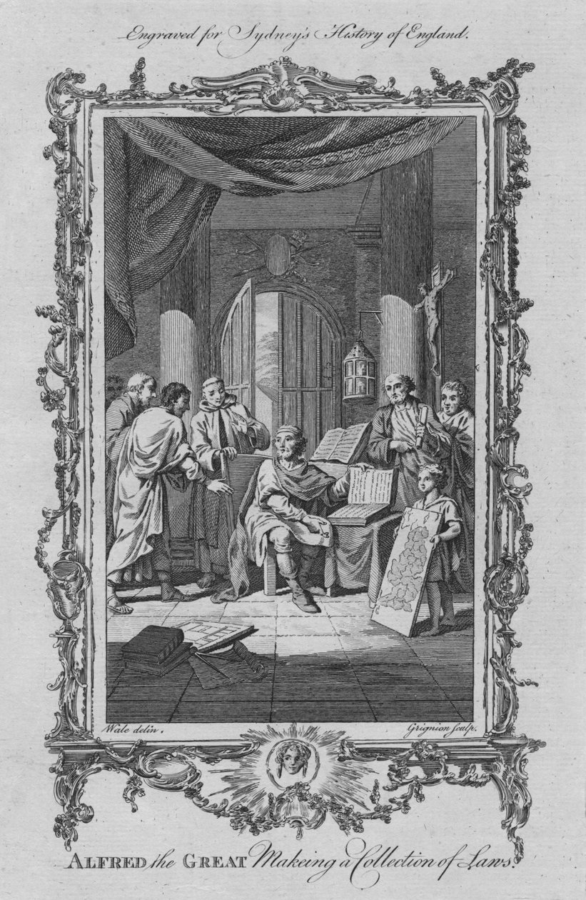Alfréd Veliký sestavuje sbírku zákonů, 1773. od Charles Grignion