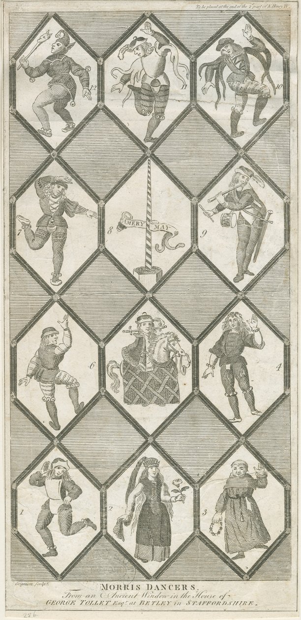 Betley Glass Window - Morris Dancers: rytina, nd [?18th cent] (tisk) od Charles Grignion