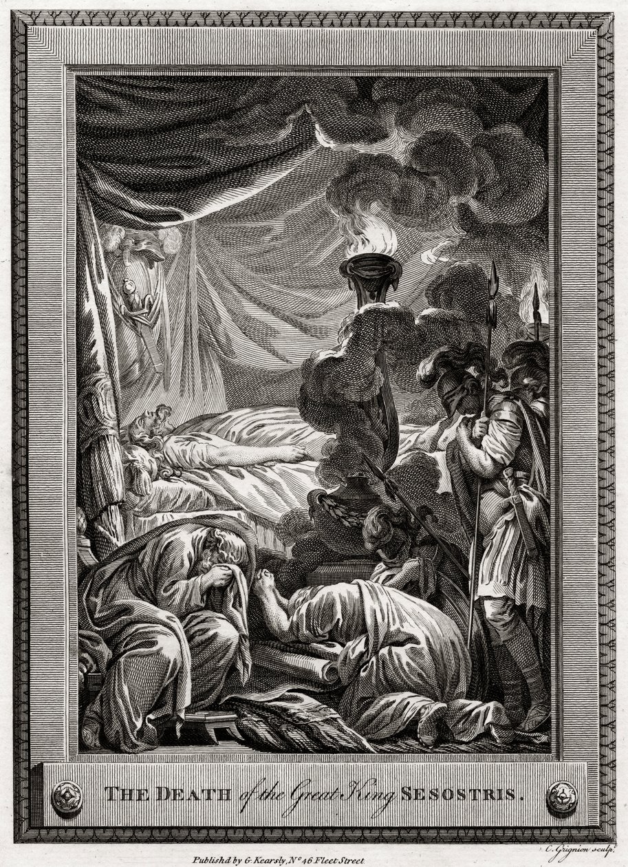 Smrt velkého krále Sesostris, starověký Egypt, 1775 od Charles Grignion