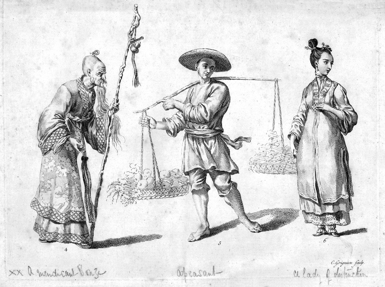Tři čínské postavy, 18. století od Charles Grignion