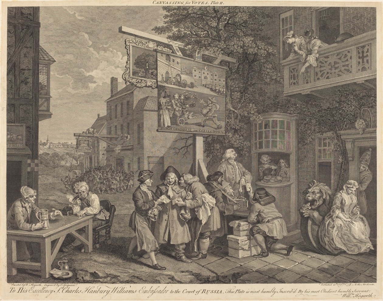 Shánění hlasů od Charles Grignion after William Hogarth