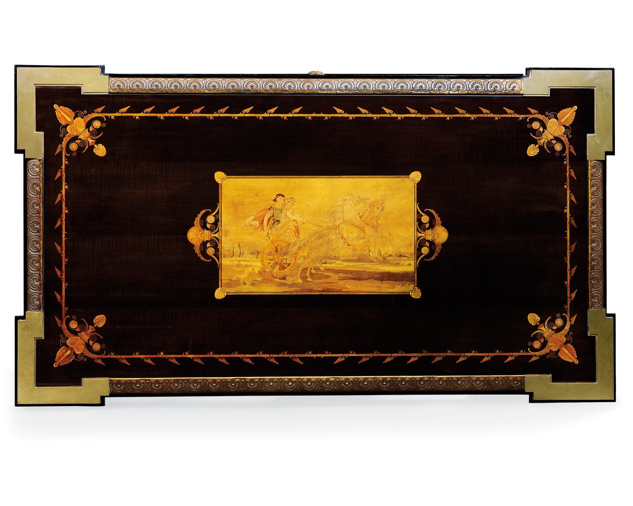 Stůl Napoleon III, navržený Jeanem Brandelym, intarzie E. Varlot, Paříž, kolem 1850-75 (ormolu, zlacená měď, eben a platan) od Charles Guillaume Diehl