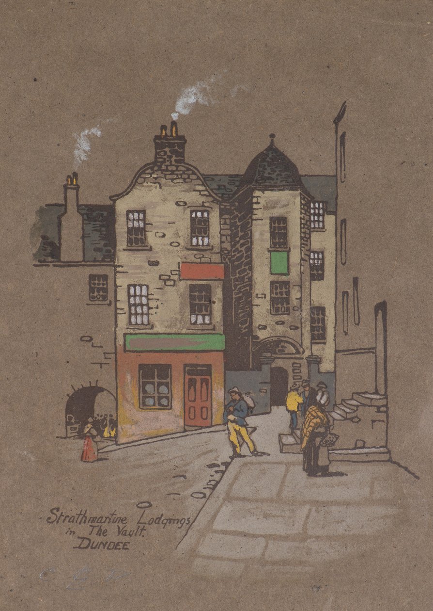 Strathmartine Lodgings, in the Vault, Dundee (ručně kolorovaný tisk) od Charles Gustav Louis Phillips