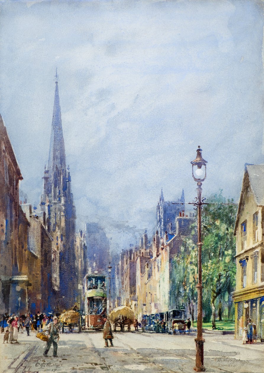 Nethergate, Dundee looking West, cca 1917 (akvarel) od Charles Gustav Louis Phillips